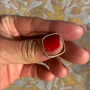 Yellow Gold 18k Square Ring Band Size 7